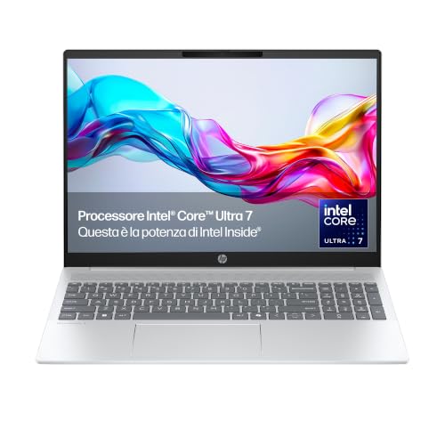 HP Laptop 15-fd1003sl, PC Portatile 15', Display FHD, Notebook, (Intel Core Ultra 7 155H, RAM 16GB, SSD 1TB, Windows 11), Computer Portatile, Uso quotidiano, Tastiera Italiana, QWERTY, Argento
