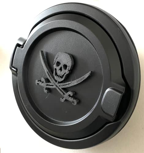 Pirate Skull with Swords in 3D Black w Blk for 2018-2023 for Jeep Wrangler JK/JKU Flag Gas Cap Cover