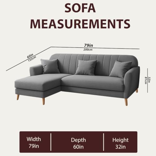 Image of Atticus LHS 4 Seater L Shape Sofa Set with Ottoman for Living Room (Dark Grey Fabric) Premium Fabric Sofa Set