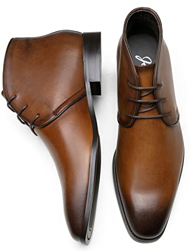 Image of Jousen Leather Boots for Men Dress Classic Mens Boots Polish Retro Ankle Chukka Boots Mens