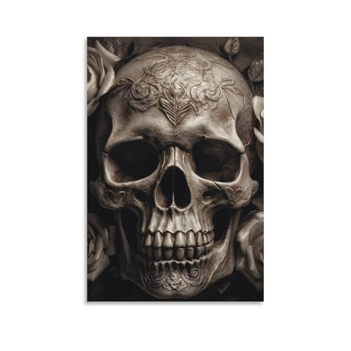 Toile tête de mort rose 60x90cm pour raviver un mur de salon blanc