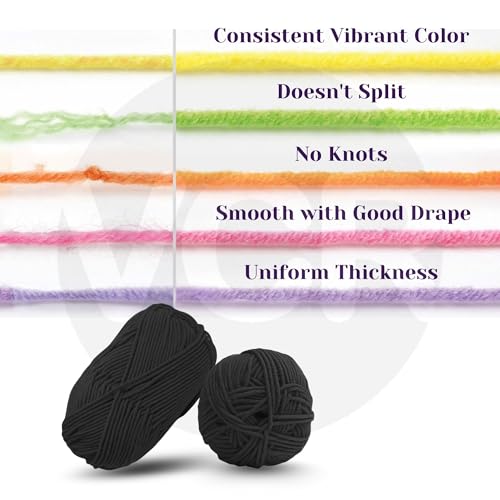 Image of VCR Black Yarn, 100 Grams Hank, 190 Meters Length, Acrylic Ball for Crochet and Knitting, Soft Crosia Threads, Pack of 1 Yarn, Suitable for DIY Crafts