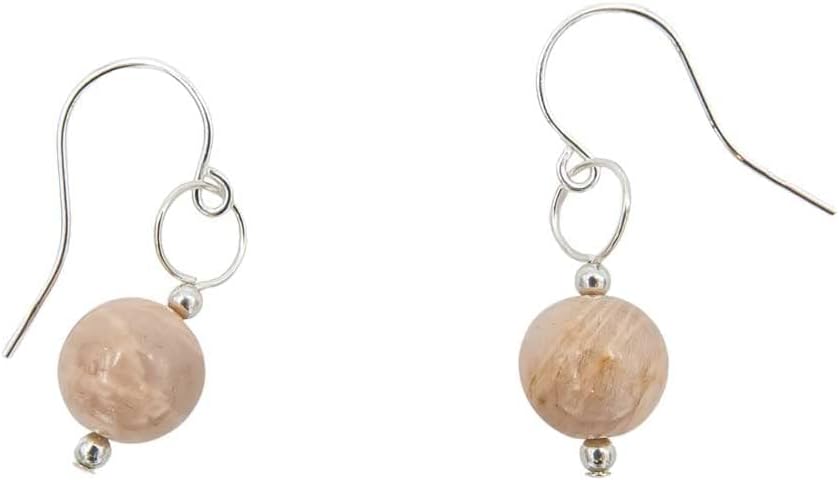 Petite Peach Moonstone Sterling Silver Earrings - Handmade June Birthstone Earrings - Natural Stone Jewelry - Bridal Earrings - Bridesmaid Earrings - Wedding Jewelry - Peach...