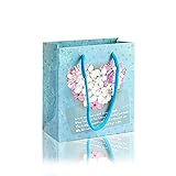 (moin moin) ラッピング ギフトバッグ 手提げ袋 紙袋 | 薔薇 フラワー 花 水色 上品 | 5枚 (ハートの花束 14×15.5×6.7cm)