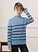 Haloumoning Boys Striped Quarter Zip Sweater Kids Fashion Long Sleeve Knit Pullover Sweaters Tops 5-14 Years Blue