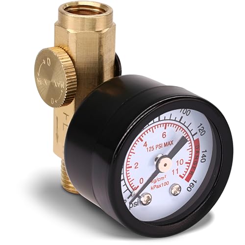 Air Compressor Regulator with Gauge, 0-160 PSI Adjustable Air Regulator with Protected Gauge 1/4