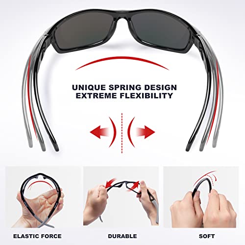 RIVBOS Mens Polarized Sunglasses TR90 Unbreakable Frame RB831, 32-Black Ice Blue Lens, M, 32-black Ice Blue Lens, M - Image 2
