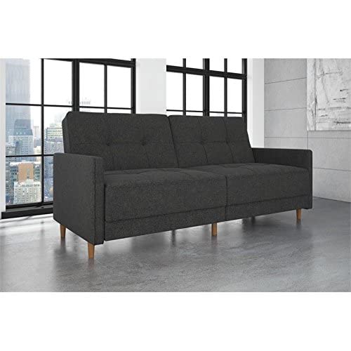 Dhp Andora Coil Futon Sofa Bed Couch With Mid Century Modern Design - Grey Linen #TOP1