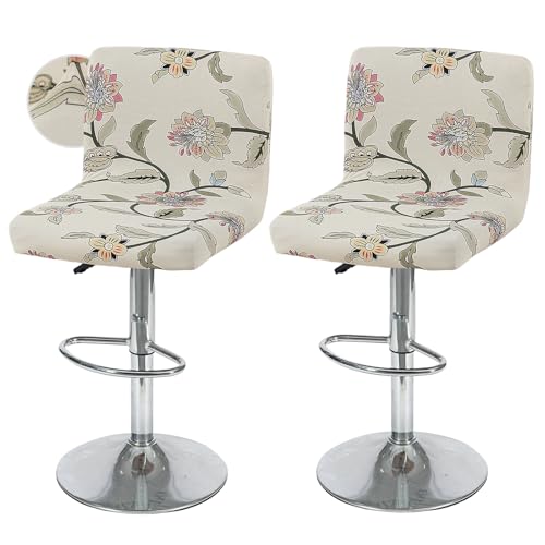 Image of FUANGUI Bar Stool Covers with Backs, 2 Pack Stretch Bar Stool Chair Covers, Knitted Jacquard Bar Stool Covers,Washable Bar Chair Covers Swivel Barstool Slipcovers,12