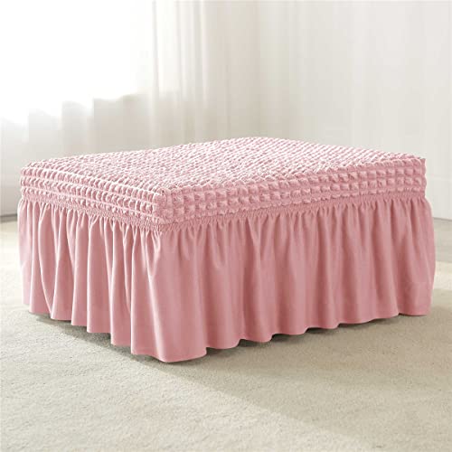 Vienlove 3D Bubble Lattice Rectangle Ottoman Slipcover Polyester Footstool Protector Covers With Skirt Stretch Stool Covers For Living Room And Bedroom #TOP2