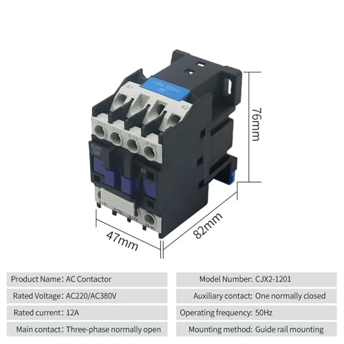 Contacteur 3 pôles CJX2 12A pour armoire de commande électrique triphasée 220V