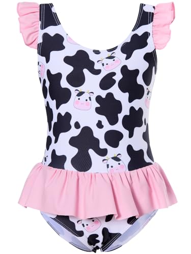 Image of Vieille Toddler Little Girls One Piece Swimsuits Ruffles Bathing Suits Mermaid Dinosaur Swimwear 2-7T