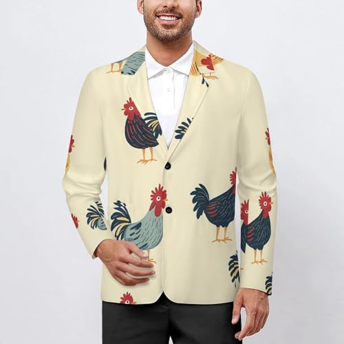 Roosters Chicken Classic Suits Blazer for Men Business Tuxedo Jacket Sport Coat Two Buttons2
