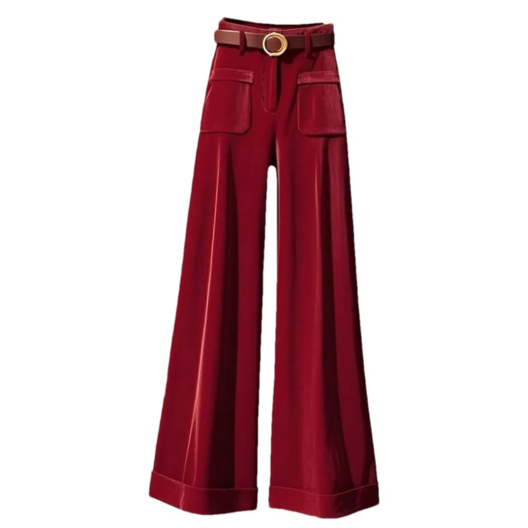 Women Spring Autumn High Waist Loose Wide Legs Pants Casual Office Lady Ankle-Length Trousers