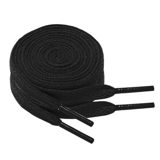 North Bund 2 Paar Flache Schnürsenkell für Sneaker, Sportschuhe,Laufschuhe,Turnschuhe 8mm Flat Shoelace Ersatz Schnürsenkel Schwarz 90cm