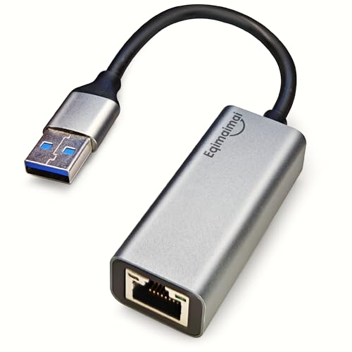USB to Ethernet Adapter, 1GB, Driver Free, Compatible with Laptop, MacBook, PC (Windows, XP, Mac/Linux)