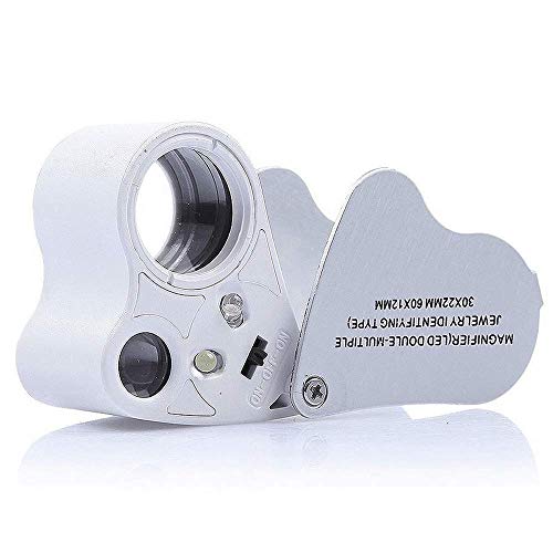 Lupa relojero,Lupa con luz,Lupa para Joyería con Iluminación led,60X, 12MM y 30X, 22MM, para Geologos, Relojeros y Inspección de Joyería, Diamantes y Piedras Preciosas Cover