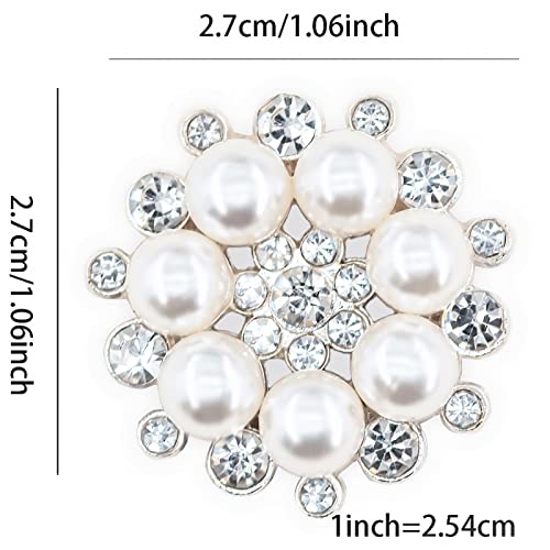 Builcker 20 Pieces Silver Plated Round Flower Bead Rhinestone Embellishment Button For Handmade Diy Clothing Shoes Hat Decoration (Silver) #TOP5