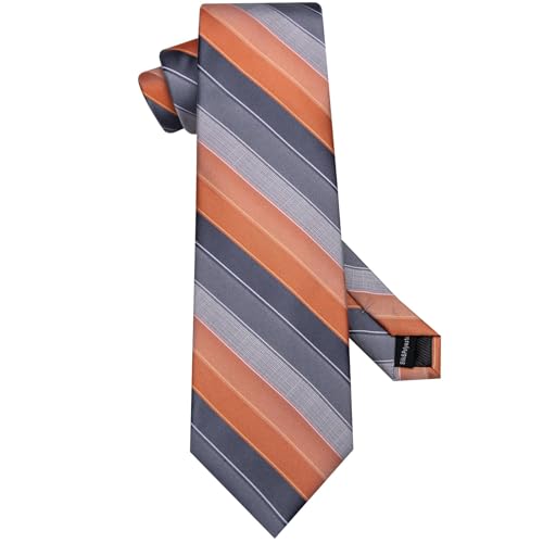 Image of Hi-Tie 70 inches Ties for Men Silk Extra Long Necktie and Pocket Square Cufflinks Set Men Big and Tall Tie Business
