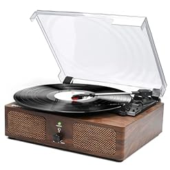Platine Vinyle Bluetooth, Tourne-Disque Gramophone à l’ancienne avec Haut-parleurs intégrés et entraînement par Courroie USB AVCE 3 Vitesses (café) - Les Beatles, Paul McCartney, John Lennon, RIngo Starr, George Harrison