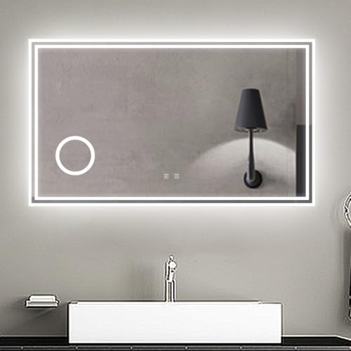 HAPAOSO Espejo de baño LED 140 x 80 cm, Bluetooth, Lupa, Luminosidad Regulable
