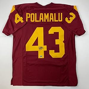 Facsimile Autographed Troy Polamalu USC Maroon Reprint Laser Auto College Football Jersey Size Men’s XL