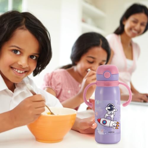 Image of MILTON Fountain 650 ISI Certified Stainless Steel Water Bottle, Leak Proof, Rust Proof, Single walled,1 Yr Warranty, Ideal Sipper Water Bottle for School Kids Bottle, 625 ml, Purple (Astronaut)