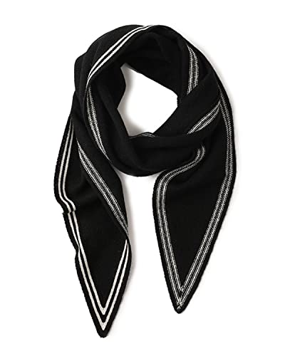 100% Cashmere Diamond-Shaped Small Neck Scarf, Super Soft Warm Knitted Neckerchief for Women Girls, Spring Autumn Versatile Triangle Scarf Short Knit Collar Scarves for All Seasons, Best Gift Black2