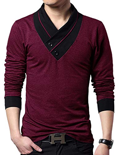 Image of EYEBOGLER Solid Men's Shawl Collar Regular Fit T-Shirt