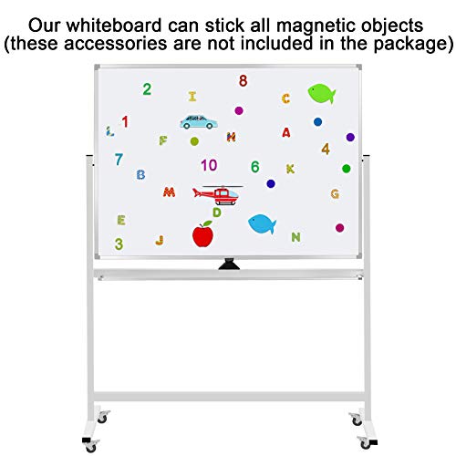 Image of Mobile Whiteboard on Wheels, 48 inchx36 inch Double-Sided Magnetic Dry Erase Board - Flipchart Easel for Office, Classroom & Home, Rolling Stand with Easy Flip Feature