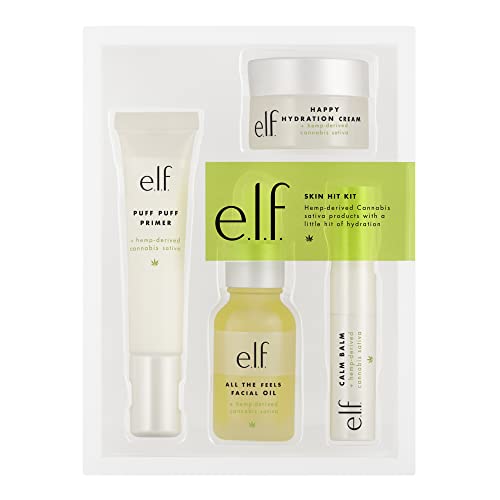 e.l.f. Skin Hit Kit, Infused with Hemp Seed Oil, Nourishes & Hydrates Skin, Soothing & Calming, 4-Piece Skincare Set