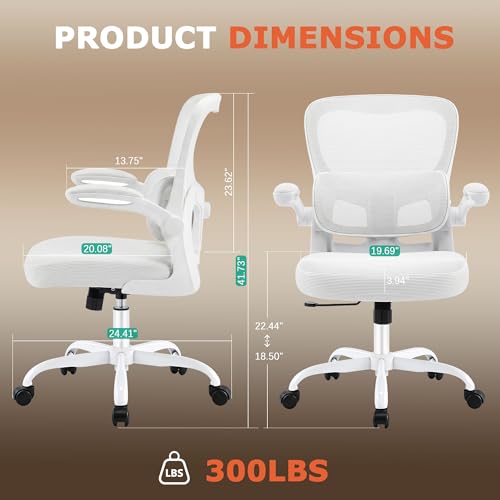 Image of AreShark Office Chair Ergonomic Desk Chairs with Adjustable Lumbar Support, High Back Breathable Mesh Chair with Wheels& Flip-up Armrests,Rolling Swivel Comfy Task Computer Chair for Home Work Gaming