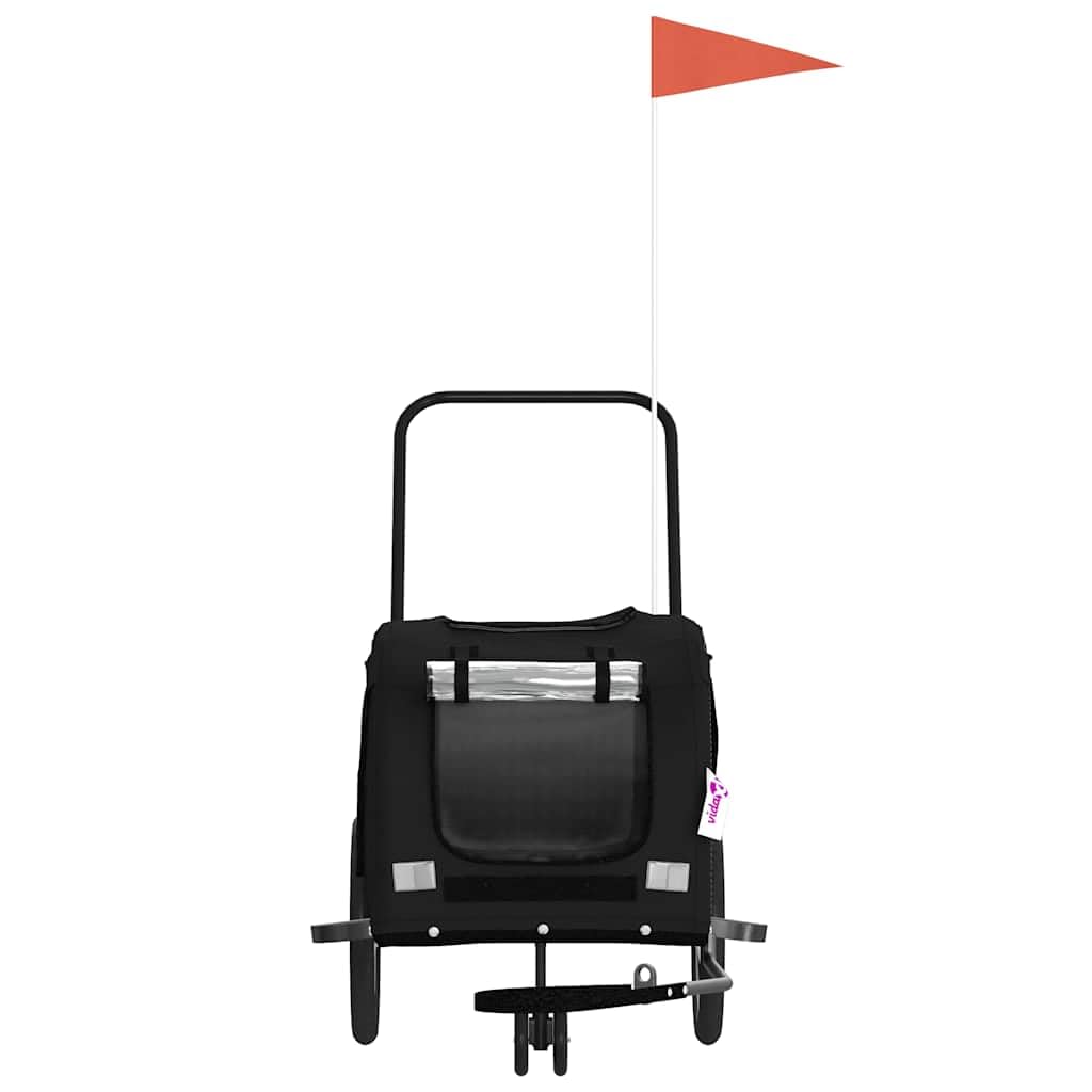 Mangloder Fahrradanhänger Hunde Schwarz aus Oxford-Gewebe und Eisen, klappbar mit PVC-Dach, 121 x 63 x 65 cm, 45 kg Traglast, für Transport Reise Spaziergang und Outdoor