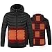 BQQ Giacca riscaldata Unisex Down, Cappotto riscaldato con Pacco Batteria 5V 3 Temperature Regolabili, per Donne e Uomini con Cappuccio Rimovibile,Nero,3XL