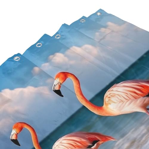 Rideau de douche plage et flamant rose pour une ambiance vacances - 6