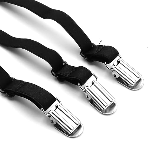 Tiardey 1 Pair Men Shirt Stays, Shirt Stays with Locking Non-Slip Clips, Adjustable Shirt Stays for Men Elastic (Black) - Image 4