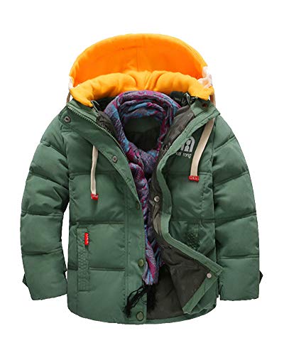 Shaoyao Kinder Daunenjacken Winterjacke mit Abnehmbarer Kapuze für Jungen Mädchen Kinderweste Daunenweste warm Herbstjacken Wintermantel Armeegrün 140 Cover