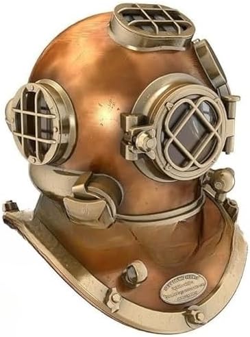 Generic Vintage Mark V Copper Brass Diving Divers Helmet: Authentic Antique SEA Nautical Collectible for Admirers of Maritime History and Exploration, ‎Brass Natural Shiny