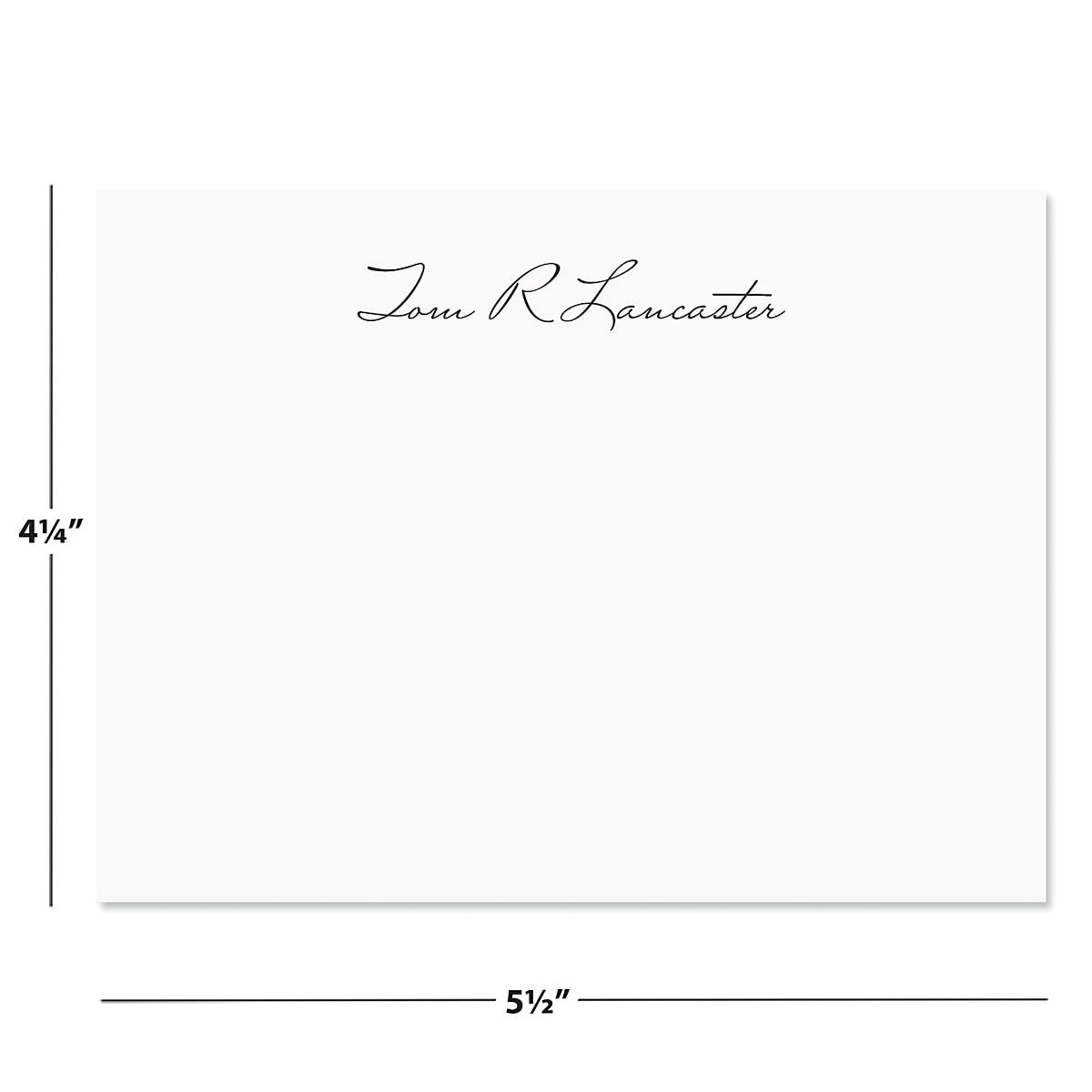 14 & Orange White Classic Script Personalized Flat Note Cards – 4⅛ inches x 5½ inches, Elegant Heavyweight Stock, Matching Envelopes, (Set of 10)