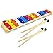 CELEMOON Natural Wooden Toddler Xylophone Glockenspiel For Kids with Multi-Colored Metal Bars Included Two Sets of Child-Safe Wooden Mallets (15-tone)