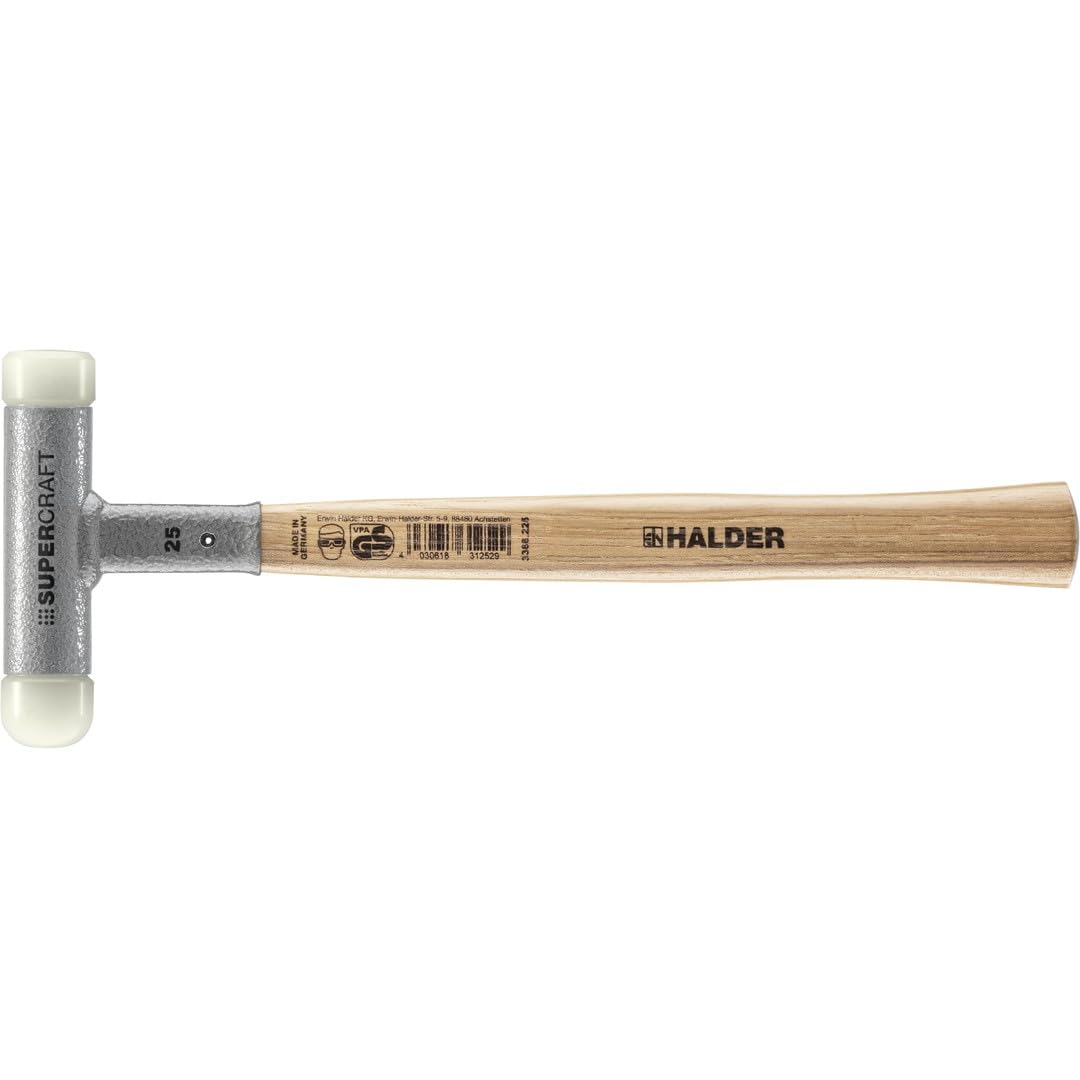 Maillet SUPERCRAFT, Avec manche en hickory verni, amortissant les vibrations et ergonomique et embout arrondi | D=25 mm | 3366.225
