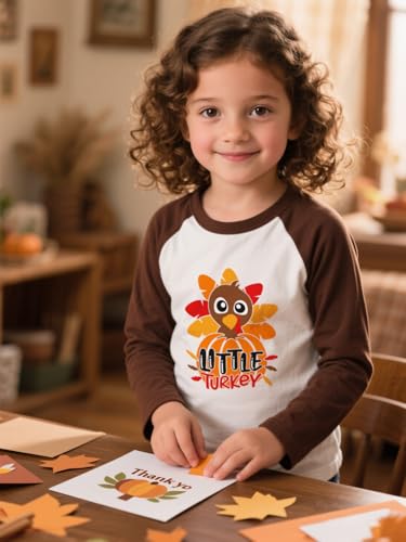 Thanksgiving Shirts for Boys Girls Coolest Turkey in Town T-Shirt Funny Football Kids Thankful Tops Long Sleeve Tees 2-12T3