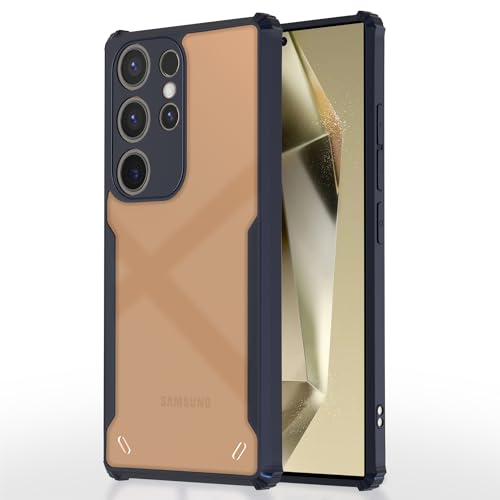 Image of Pikkme Samsung Galaxy S24 Ultra 5G Back Cover | Crystal Clear Transparent Back | Ultra Hyrbid | Full Camera Protection | Raised Edge | Bumper Back Case (Blue)
