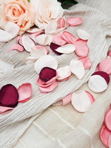 ZYOOO® 200pièces Pétale de Rose Artificiels Rose Bourgogne,Pétales de Soie Pétales de Tissu Décoration Romantique pour Mariages,Saint-Valentin,Baby...