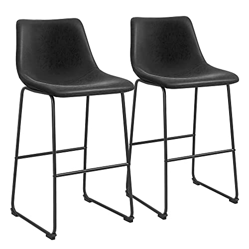 Image of Homall Bar Stools Set of 2 Counter Height Stools Dining Chair Pu Leather Metal Bar Stool Modern Chair for Home, Kitchen, Dining Room
