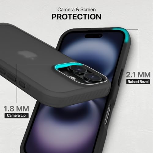 Image of CASEGEAR Bold Pro Back Cover Case Compatible with iPhone 16 | 14.8 Feet Drop Protection | 360 Complete Protection | Shockproof & Scratch Resistant | Black