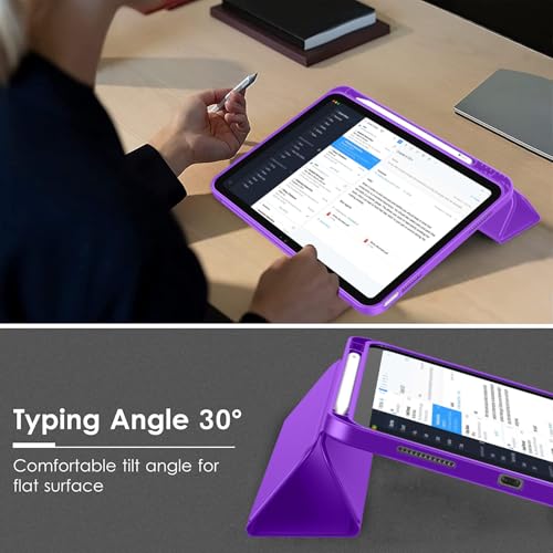 Image of ToaPoia Case for iPad (A16) 11 Inch 2025 /iPad 10th Generation 10.9 Inch 2022, Slim Trifold Stand Protective Cover with Pencil Holder and Soft TPU Back,Support Auto Sleep /Wake (Grape Purple)