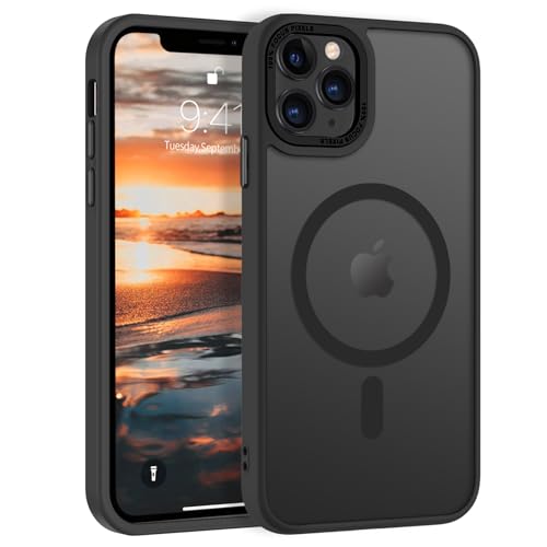 BENTOBEN Coque pour iPhone 11 Pro Magnétique Etui avec Protection Antichoc de Grade Militaire,Dos Mat Grivé Translucide Anti Rayures Doux pour la Peau Housse iPhone 11 Pro 5.8'-Noir