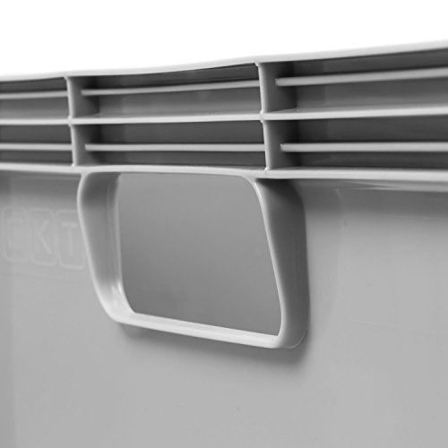 6 x 20 Litres Robusto Industrial Plastic Stacking Euro Storage Containers Boxes Crates GREY