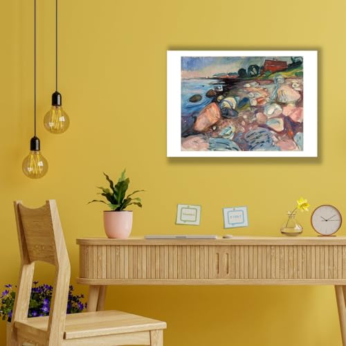 Affiche Shore with Red House Edvard Munch format medium impression mate pour salon élégant